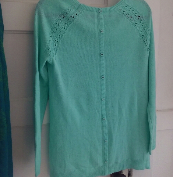 Button on Back Mint Sweater - Picture 2 of 4